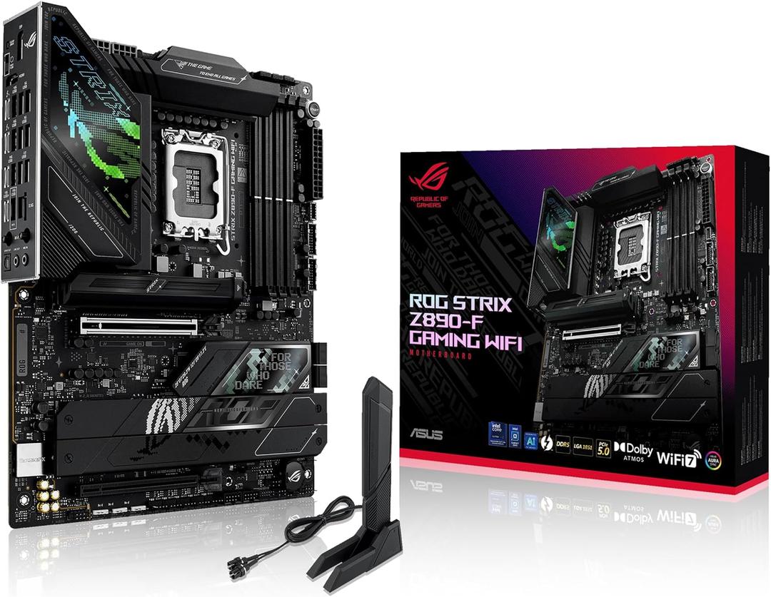 ASUS ROG STRIX Z890-F GAMING WIFI Intel Z890 LGA1851 DDR5 8600 DP HDMI 2xUSB4 5x M2 USB3.2 WiFi 7 + BT AURA RGB 2.5Gbit LAN ATX 16+1+2+2 Power Phases, Thunderbolt 4, DIMM FIT, M.2 Q-Release