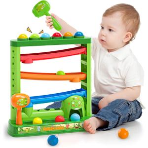 OCHIDO Toddlers Toys for 1 2 3+ Years Old Kids, Pound A Ball Included 2 Hammer & 12 Balls, Montessori Toys for Interactive Game for Boys and Girls, Early Learning Educational Gift
