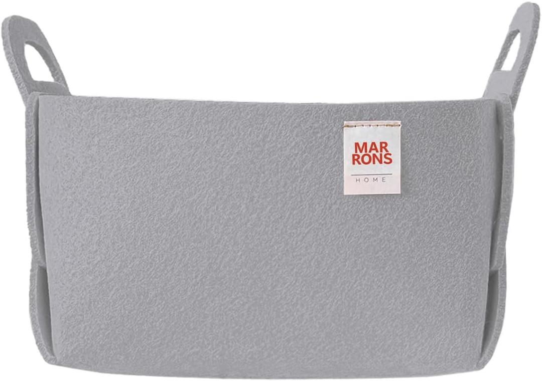Collapsible Felt GRAY Storage Bin Small 7.1"x5.1"x5.1"  Foldable Basket with Handles for Closet, Toy Storage, Laundry Room Organization, Decorative Storage Baskets for Shelves, Nursery