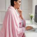 Travel Blanket, Airplane Blanket, Ultra-Soft, Warm & Lightweight, 65x40 in, Outdoor Blanket Essentials for Women, Men & Kids, Included Eye Mask, Luggage Sleeve & Backpack Clip Pink