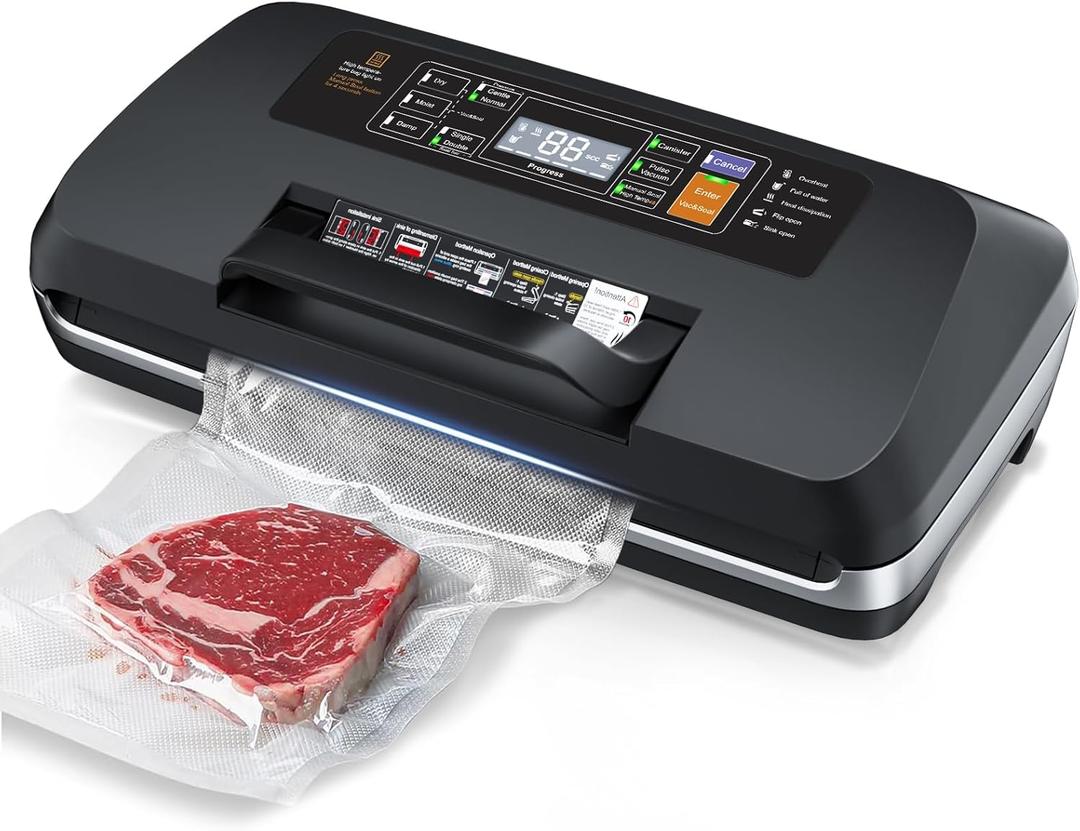 95kpa Vacuum Sealer Machine,Commercial Fully Automatic Food Sealer,10-in-1 Functions & Powerful Sealing System with Double Heat Seal