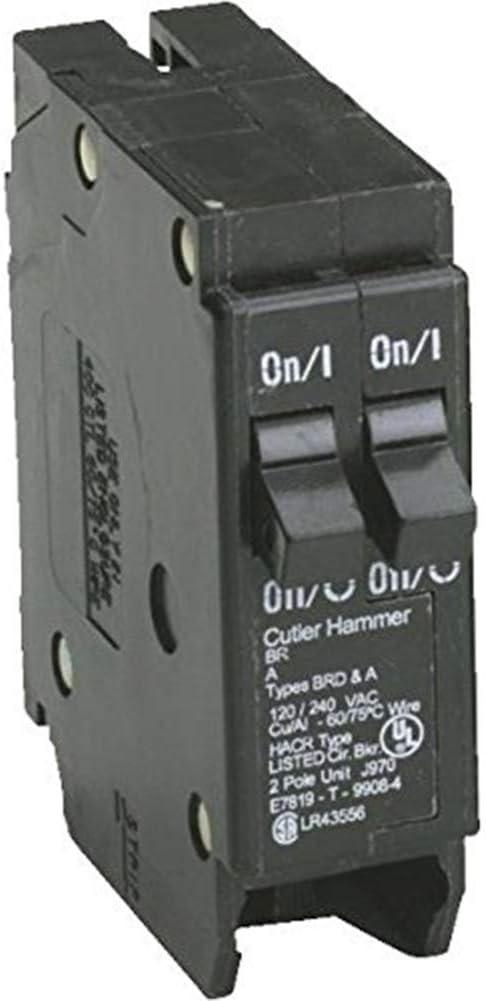 EATON CORPORATION Eaton Br2020 Single Pole Tandem, 120V, 2-20-Amp Circuit Breaker, Pack of 1, Black