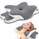 Sleep Apnea Pillow with Neck Pain & Snoring Relief -Orthopedic Cervical Pillow, Ergonomic Contour Memory Foam for Side, Back,Stomach Sleepers, Medium Firm (Darkgrey, Queen Size 25" lx15 wx5.8 h)
