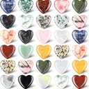 Nuenen 30 Pcs Heart Shape Crystals Bulk 1.2 Inch Gemstone Mother Gift Heart Worry Rocks Quartz Love Pocket Stones Palm Bulk for Mom Women Meditation (Vintage Color)