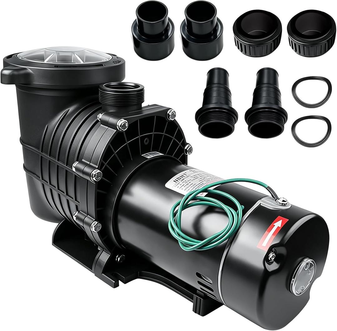 2.0 HP Self Primming Pool Pump 6800 GPH, Single Speed In/Above Ground Swimming Pool Pump Dual voltage with Strainer Basket