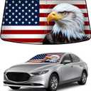Bestview American Eagle Flag Windshield Sun Shade for Mazda 3 2019-2024,Custom Fit Foldable Front Window Sunshade Sun Visor Accessories Protector Block UV Rays Heat, Keep Your Car Cooler