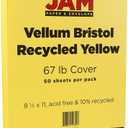 JAM PAPER Vellum Bristol 65lb Cardstock - 8.5 x 11 Coverstock - 147 gsm - Yellow - 50 Sheets/Pack