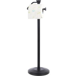 ZCCZ - Free Standing Toilet Paper Holder Stand with Reserve, Bathroom Tissue Dispenser Storage for 5 Mega Rolls, Black Toilet Paper Roll Organizer for Modern Bathrooms (Without Shelf)