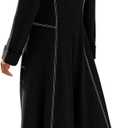Nirovien Womens Long Sleeve Jumpsuit Dressy Casual Wide Leg Pant Romper One Piece Outfits with Pockets (Black, S)