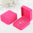Sureio 24 Pcs Valentine's Day Velvet Jewelry Gift Boxes Bulk for Necklace Pendant Ring Earring Display Case Wedding (Hot Pink)
