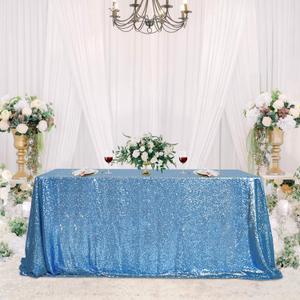 Fanqisi Sequin Table Cloths Baby Blue Glitter Sparkly Tablecloth 50x102 Inches for Baby Shower Wedding Boys Birthday Party Table Decoration
