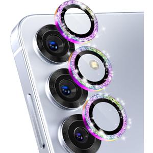 Imluckies for Samsung Galaxy S25 Camera Lens Protector Bling, Scratch-Resistant HD Clear Tempered Glass, Individual Metal Camera Protector Accessories [Not for S25+], Glitter Colorful