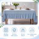 Moukeren 120"x60" Ruffled Tablecloth Gingham Striped Linen Table Cloth Rectangular Tablecloth Fits 8-10 Seater Table for Baby Shower Birthday Party Picnic Decoration(Blue,Classic), 11.8" x 8.3"