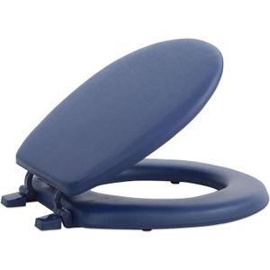 Soft Standard Vinyl Toilet Seat, Navy - 17 Inch Soft Vinyl Cover with Comfort Foam Cushioning - Fits All Standard Size Fixtures - Easy to Install Fantasia by Achim Home Decor