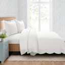 Lush Decor Coastal Chic Scalloped Edge Comforter Set, 3 Piece Set King/California King, Blue & White - King Bedding Set - White Comforter King Size - Coastal Decor