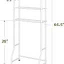 Simple Trending Over The Toilet Storage Rack, Metal 3 Tier Bathroom Organizer Shelf with Paper Holder and 3 Hooks, Freestanding Shelf Space Saver Above Toilet, White