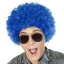 FREE BEAUTY Fluffy Afro Synthetic Clown Wig for Men Women Cosplay Anime Party Christmas Halloween Fancy Funny Wigs (Blue)