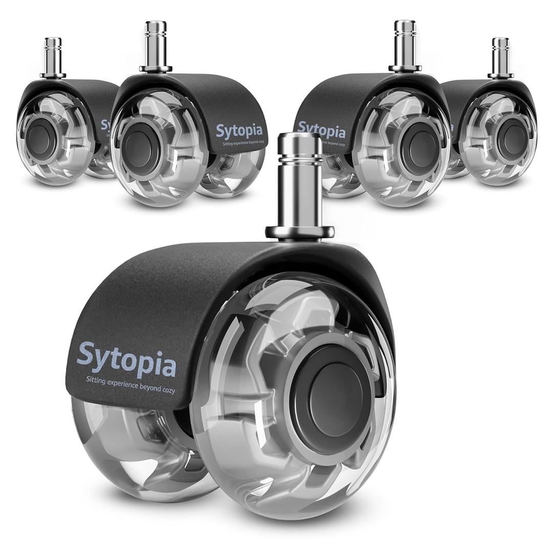 Office Chair Wheels 2" Desk Chair Caster Wheels Smooth Roller Style Quiet for Carpet and Hardwood Floors Universal Fit 11x22 mm Set of 5 Grey