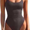 LASLULU Women's One Piece Swimsuits Sexy Halter High Cut Slimming Bathing Suit Tummy Control Swimsuit Small