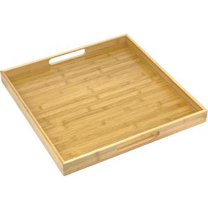 Bam & Boo 20" x 20" x 2" Square Natural Bamboo Ottoman Tray with Handles, Bamboo
