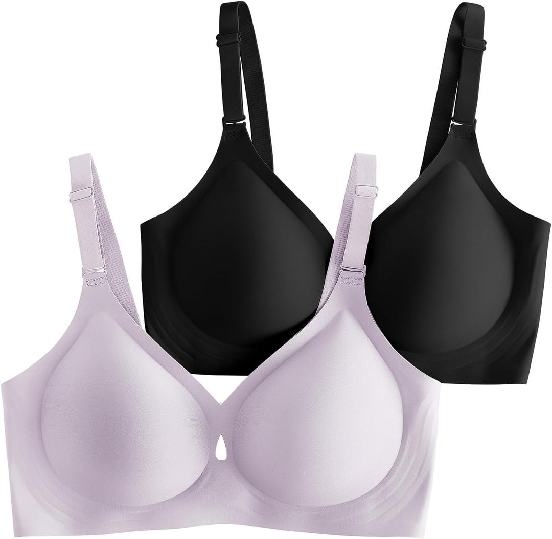 Padded Wireless Bras for Women - Wireless Bra Bralettes for Women with Support Padded Bralette (Purple, XXXL)