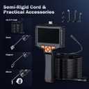 Single Lens Borescope, Ginocaco 4" IPS Endoscope Camera with Light, IP67 Waterproof Snake Camera with Semi-Rigid Cable for Automotive, Plumbers, HVAC(16.4Ft)