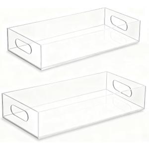 Acrylic Tray 2 PCS Toilet Tank Tray Toiletpaper Basket Back of Toilet Organizer,for Bathroom Organization Clear Decor and Countertop Storage