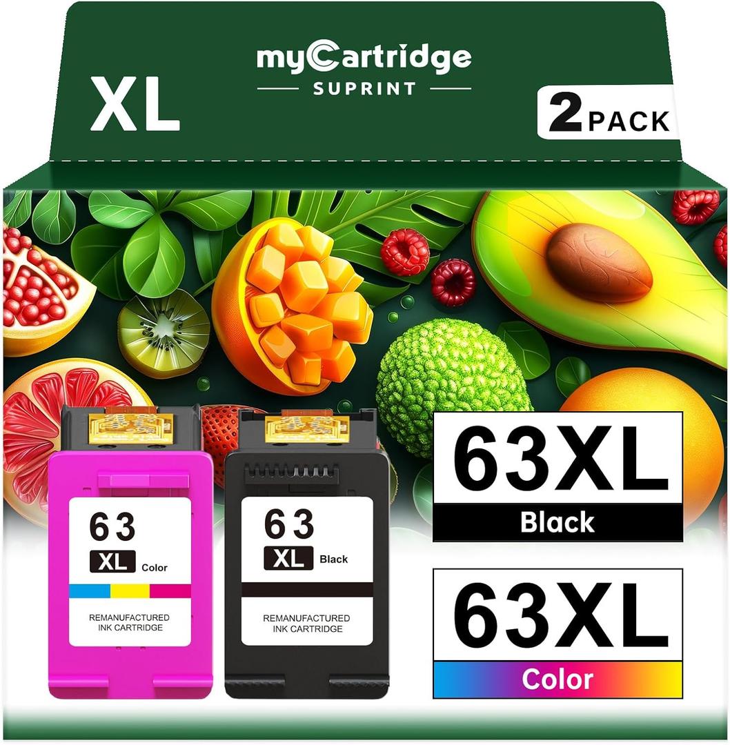 myCartridge SUPRINT 63XL Ink Cartridges Black and Color Combo Pack Replacement for HP Ink 63 63XL for OfficeJet 5255 4650 3830 5258 4652 Envy 4520 4512 Printer 63 Ink
