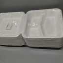 9x9 Clamshell Food Containers, 100 Pack Disposable Take Out Food Container With 3 Compartments, Compostable To Go Boxes, Eco Friendly To Go Containers With White Bagasse