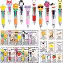 20 Set Mini Multicolor Pens in One 4-in-1 Cute Animal Ballpoint Pen with Support Card Kawaii Cartoon Stationery Graduation Appreciation Gift for Birthday Coworker Teacher School Supplies