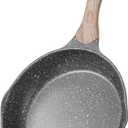JEETEE 9.5 Inch Nonstick Frying Pan Stone Coating Cookware, Nonstick Omelette Skillet with Soft Touch Handle, Compatible with All Stoves