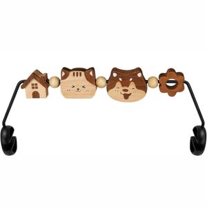 Three-Dimensional Baby Bjorn Bouncer Toy Bar, Toy for Baby Bouncer Soft & Bliss, Easy to Attach and Remove, 360Rotating Natural Wooden Toys, Double-Sided Raised Design, Dog & Cat