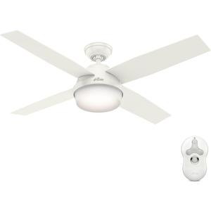 Hunter 52 inch Outdoor or Indoor Ceiling Fan with LED Light and Remote Control - White Ceiling Fan, Standard Mount, 4 Blades, For Patio, Porch, Garage, or Living Room - Dempsey 59252, Fresh White