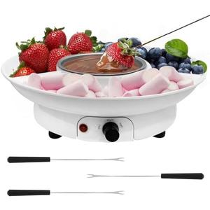 Fondue Pot Electric Set for Chocolate and Nacho Cheese, Chocolate Fondue Kit with Dipping Forks, Temperature Control, 9-ounce Detachable Bowl, Gift Set Date Night Idea Movie Night Game Night Gift Set