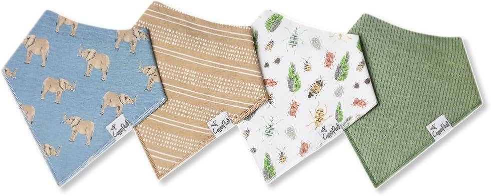 Copper Pearl Baby Bibs 4 Pack, Bandana Drool Bibs for Baby Girl & Boy, Soft Cotton Bibs for Drooling and Teething