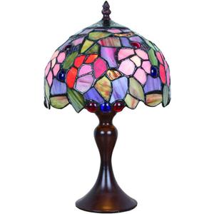 8 Inch Colorful Flower Tiffany Lamps for Living Room, Pastoral Stained Glass Night Lights Living Room for Lounge, Small Accent Reading Lamp for Bedroom