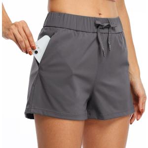 Willit Women's Shorts Hiking Athletic Shorts Yoga Lounge Active Workout Running Shorts Comfy Casual with Pockets 2.5" (Large, Deep Gray)
