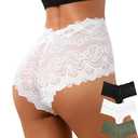 ASIMOON Sexy Panties for Women No Show Bikini Underwear Comfort V-Waist Ladies Brief 3Pack Size S