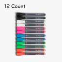 U Brands Fine Tip Liquid Glass Whiteboard Markers with Eraser for Glass Boards, Dry Erase Boards, and Chalk Boards, Assorted Bright Colors, Set of 12
