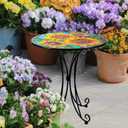 Sunflower Side Table Outdoor, 18 Inch Metal Accent Table, Indoor Small Round End Tables, Plant Stand Tables for Outside Yard Balcony Garden Bedside, round, 18-inch diameter, 19.5-inch height