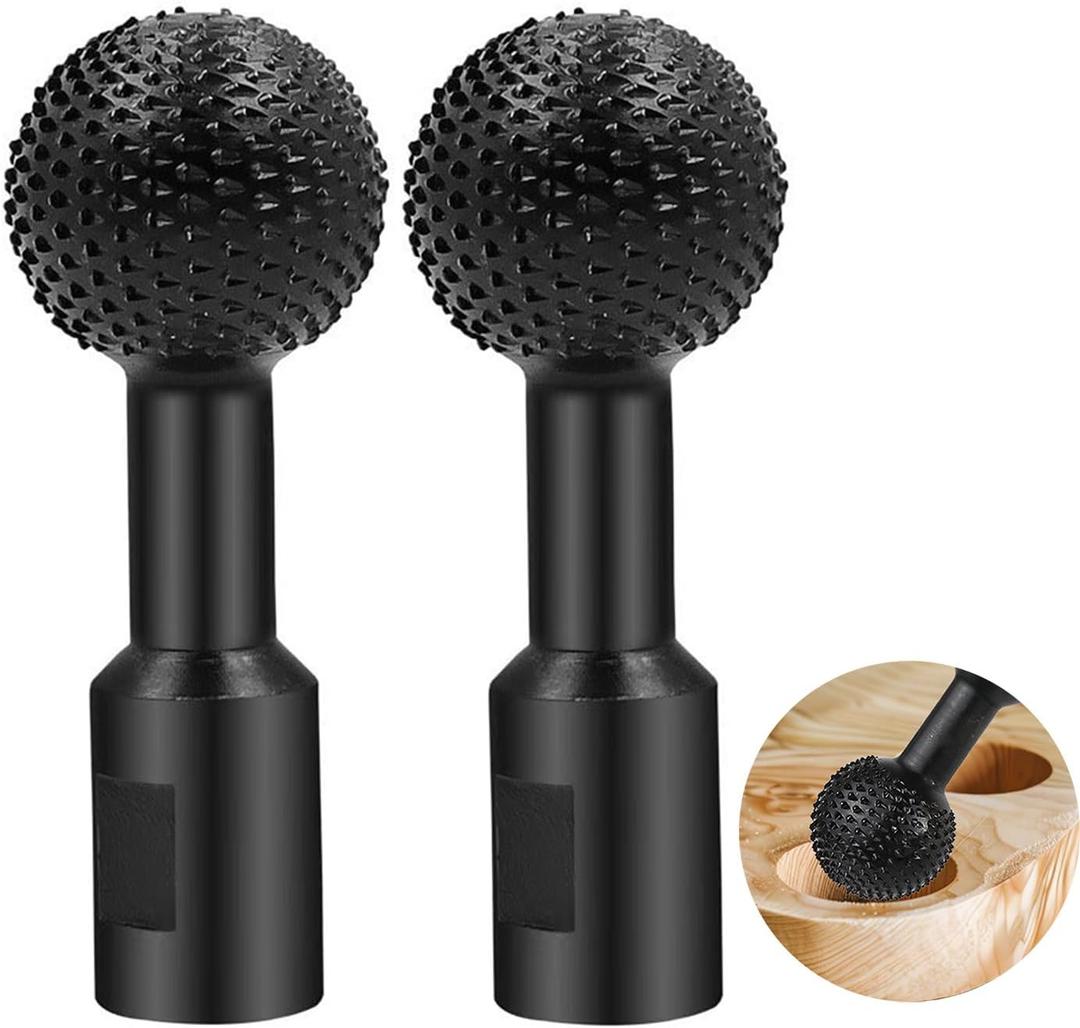 2 PCS Sphere Rotary Burr For Drill with 5/8"-11 Threads for 4 1/2 and 5 Inch Angle Grinder, Die Grinder Bit Rotary File Woodworking Tool For Engraving, Polishing and Deburring
