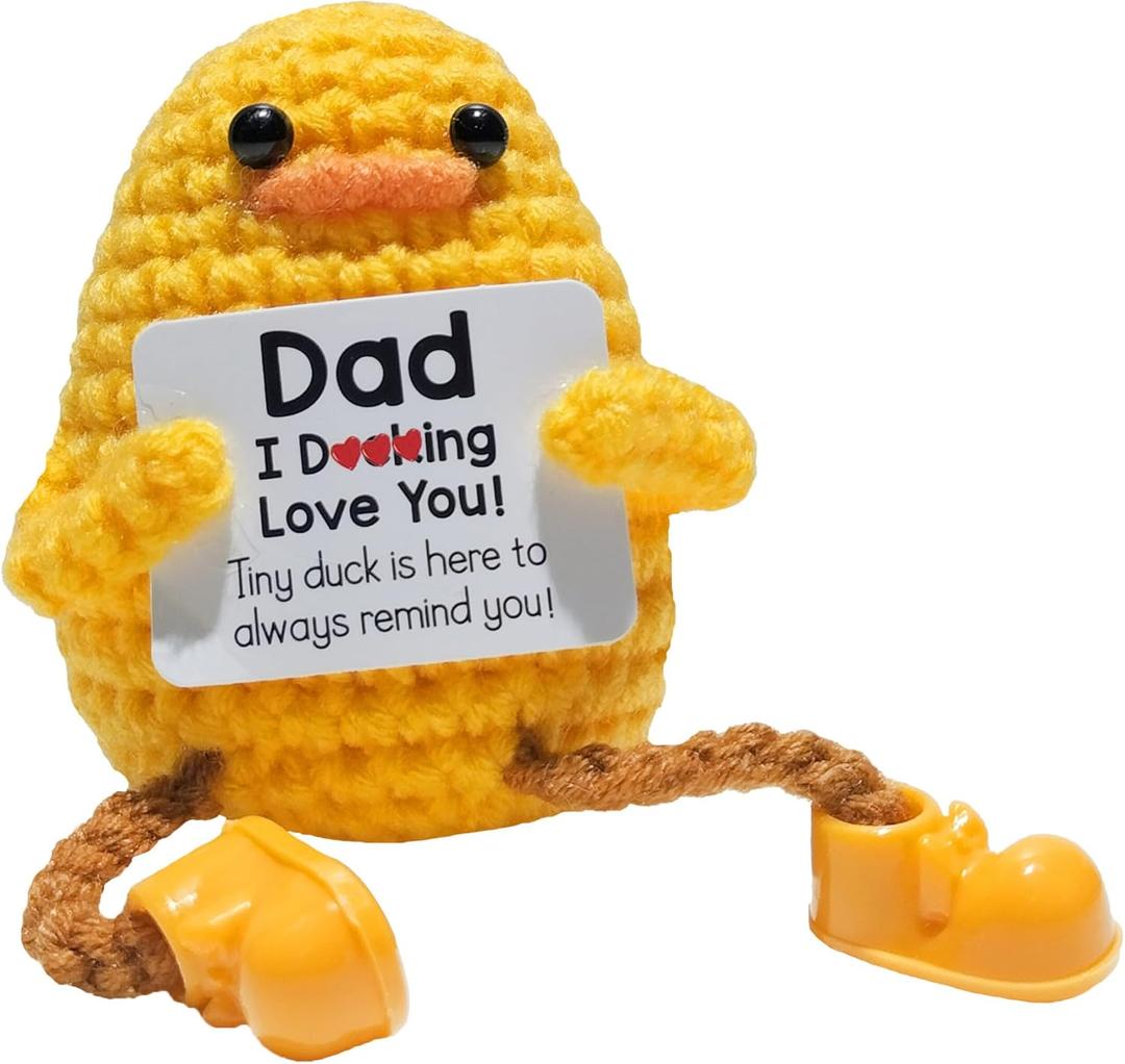 3 x Emotional Support Duck Positive Crochet Animals Fathers Day Birthday Gifts for Dad Men from Daughter Wife Son Stocking Stuffers Love Dad Office Desk Decor Encouragement
