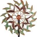 VEWOGARDEN 360 Outdoor Metal Wind Spinners Kinetic Wind Sculptures & Spinners for Yard Garden Lawn Patio Decorations, Light Green & Bronze