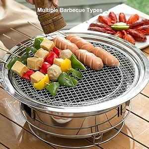 Korean BBQ Grill Charcoal, Small Charcoal Grill 13.7 Inches Portable Grill Stainless Steel Barbecue Grill Tabletop kbbq grill Outdoor Indoor Camping
