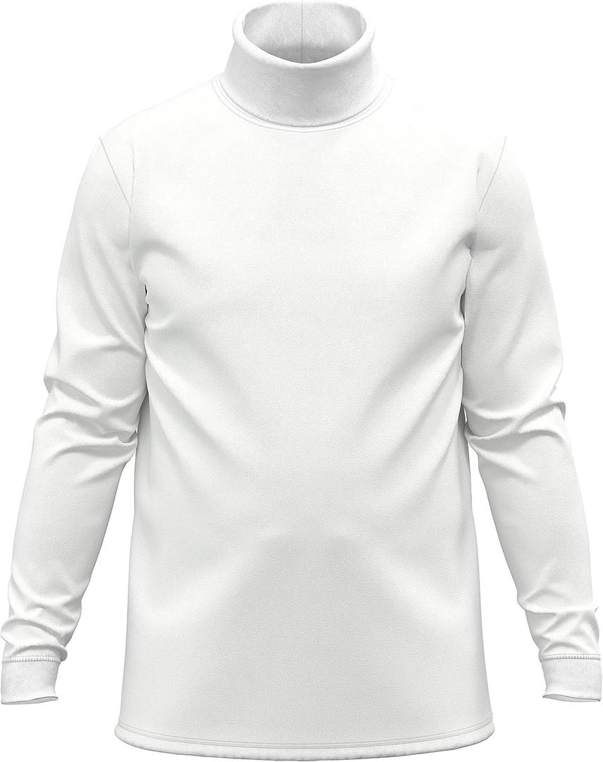 Maks Mens Casual Cotton Turtleneck Pullover Sweater Interlock Knit Combed Super-Soft Sweater (XX-Large, White)