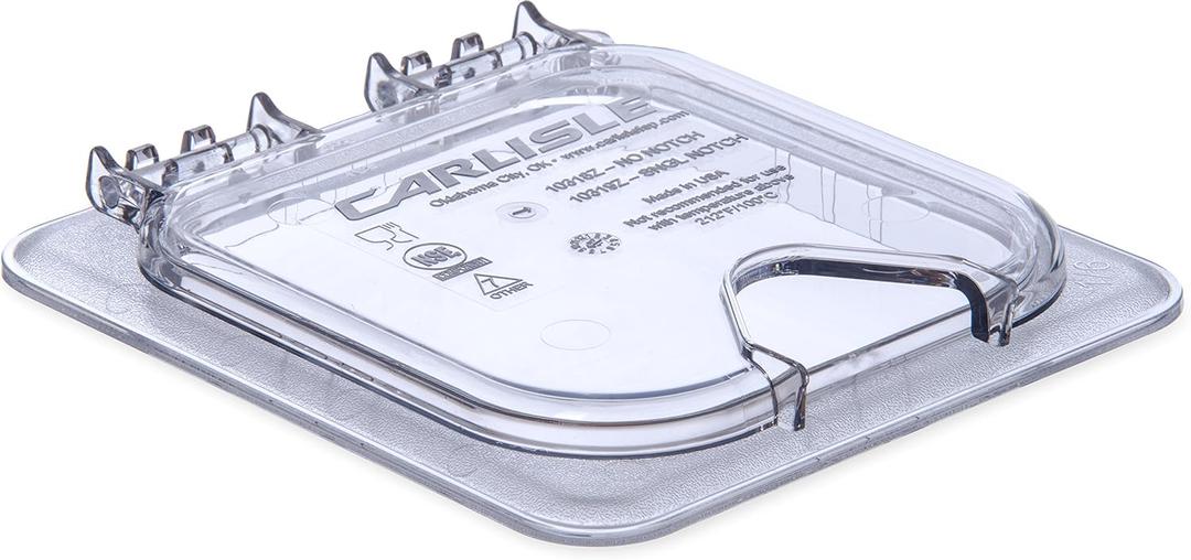 Carlisle FoodService Products StorPlus EZ Access Lid, Cover for 1/6 Size Food Pans, Single Notched, 6.88" x 6.31", 1 Count, Clear