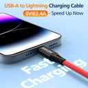 2 x AGVEE 1.5ft Coiled Short USB to Lightning Charging Cable [MFI Certified] 3A Fast Charger Cord in Car for iPhone 14/13/12/11/XS/8/7/6/5 CarPlay, iPad, iPod, Red