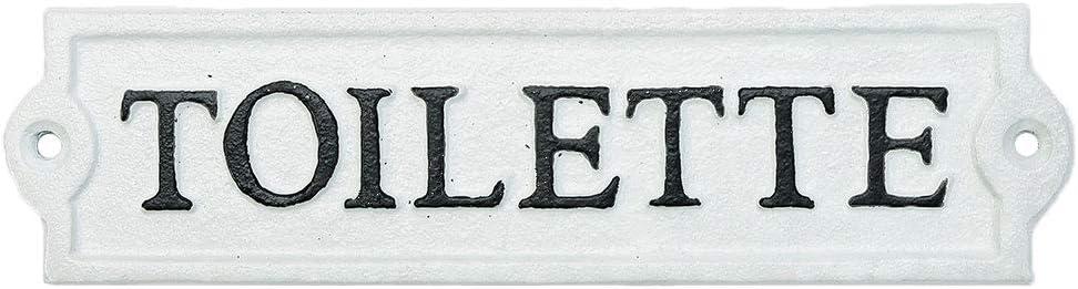 Sungmor Heavy Duty Cast Iron Door Toilet Sign - White Plaque Bathroom Wall Decor - Decorative Restroom Sign for Home, Office, Store or Restaurant - 1PC PACK & 8.3x2.2Inch.