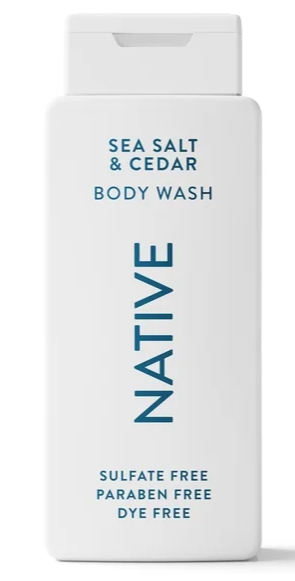 Native Body Wash Contains Naturally Derived Ingredients | For Women & Men, Sulfate, Paraben, & Dye Free Leaving Skin Soft and Hydrated | Sea Salt & Cedar 18 oz