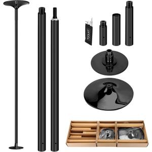 PRIOR FITNESS Premium Dance Pole Removable 45mm Spinning & Static Dancing Pole Heavy-Duty Steel Pole Dancing Pole, Adjustable Height Professional Grade Excellent for Home Exercise Club Gym (Black)